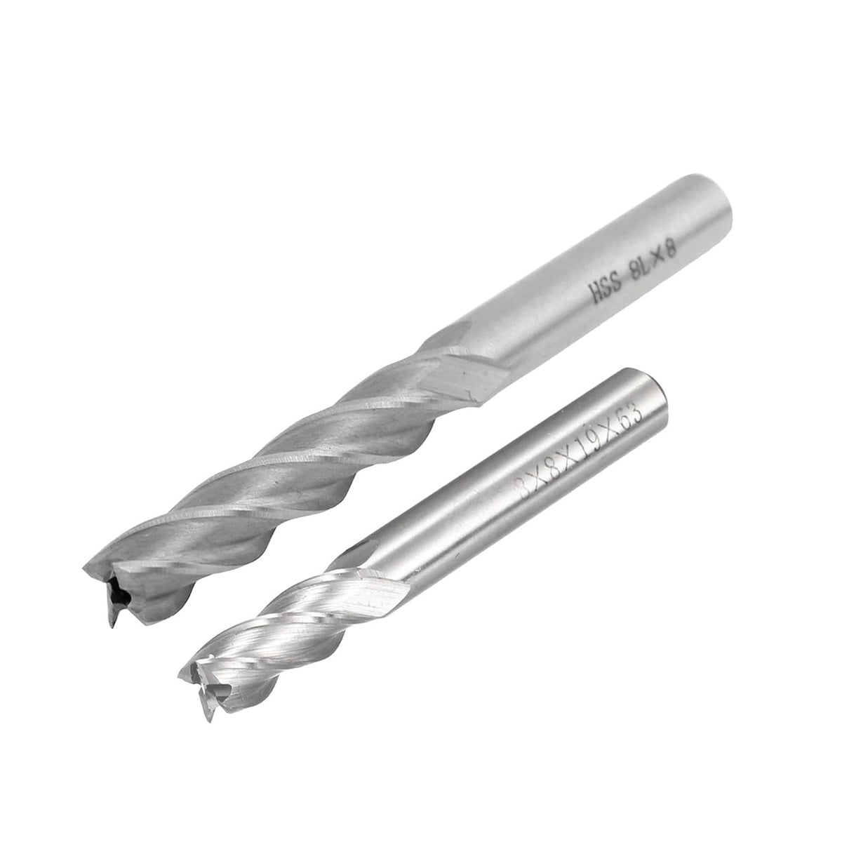 8mm x 8mm Straight Shank 4 Flutes HSS End Mill Cutter Milling Tool 3 Pcs