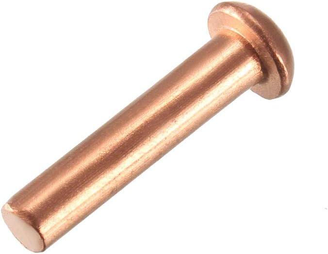 50 Pcs 5/32" x 45/64" Round Head Copper Solid Rivets Fasteners