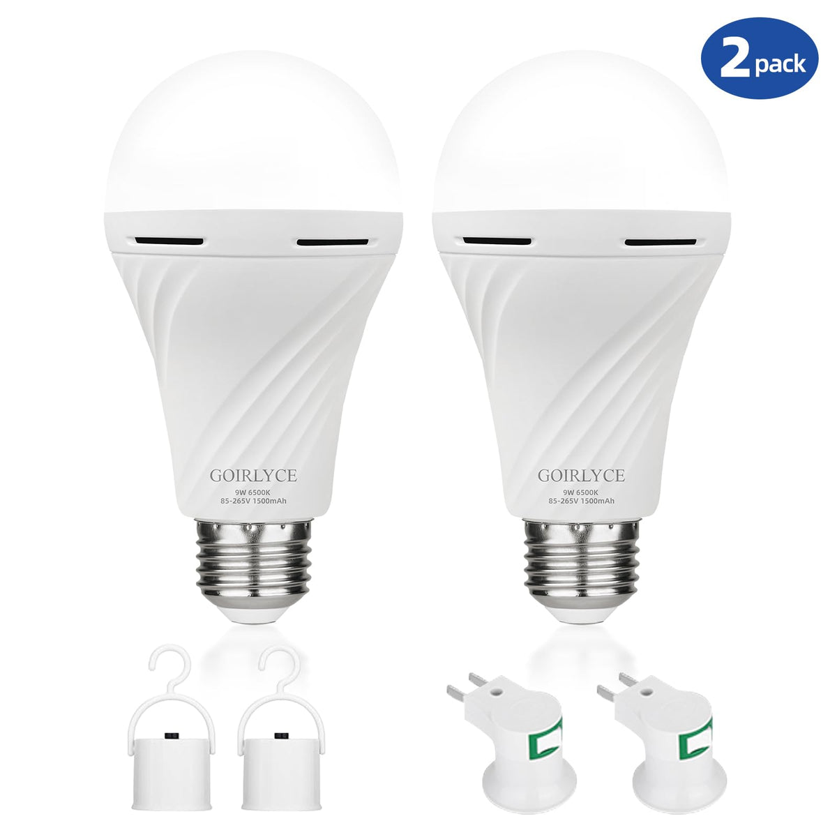 2Pack Lestaran Darurat Lampu Bola Dibekali Batari Dengan Daya Operasional