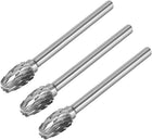 Tungsten Carbide Rotary Files 1/8" Shank, Double Cut Oval Shape Rotary Burrs Tool 6mm Dia, for Die Grinder Drill Bit Wood Soft Metal Carving Polishing Model Engineering, 3pcs