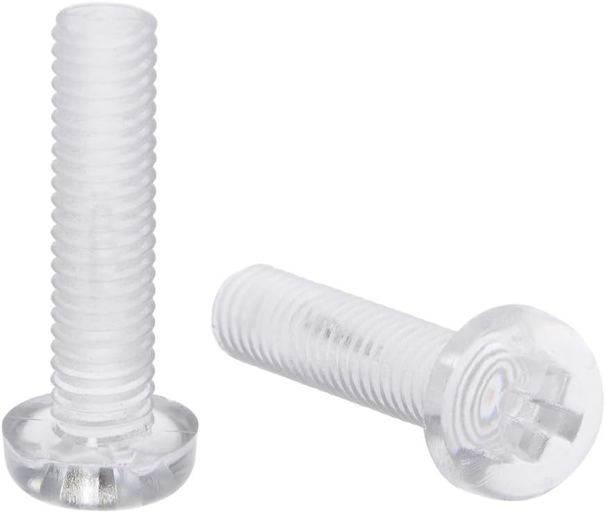 M5x20mm Plastic Screws 9mm Head Dia PC Transparent Acrylic Phillips Cross Pan Hand Tighten Screw 50Pcs