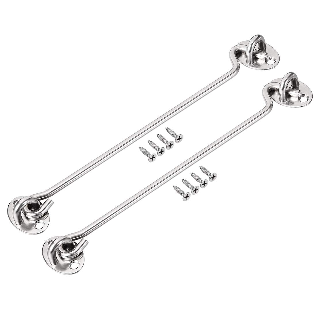 10" Cabin Hook Eye Latch Gate Door Swivel Window Door Hook Stainless Steel with Mounting Screws 2pcs