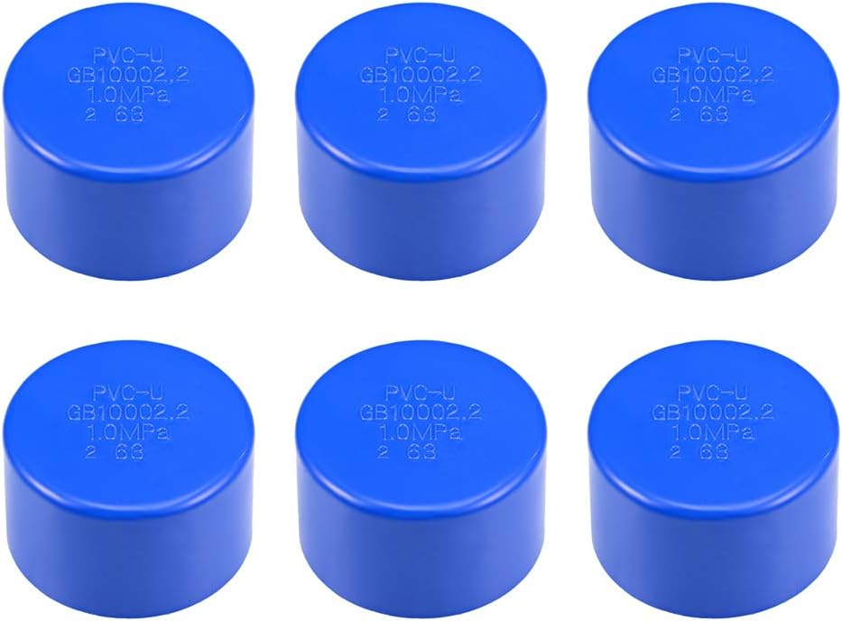 63mm PVC Pipe Cap Fitting, Slip End Caps DWV(Drain Waste Vent) Irrigation Swimming Pool Sound Deadening, Blue 6Pcs