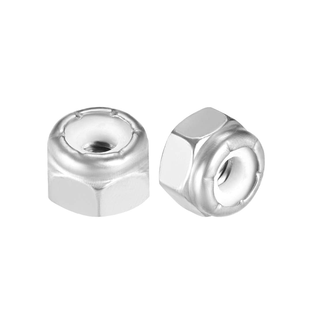 Hex Lock Nuts - 8#-32 Stainless Steel Nylon Insert Self-Locking Nuts for Fasteners, 10Pcs Silver Tone