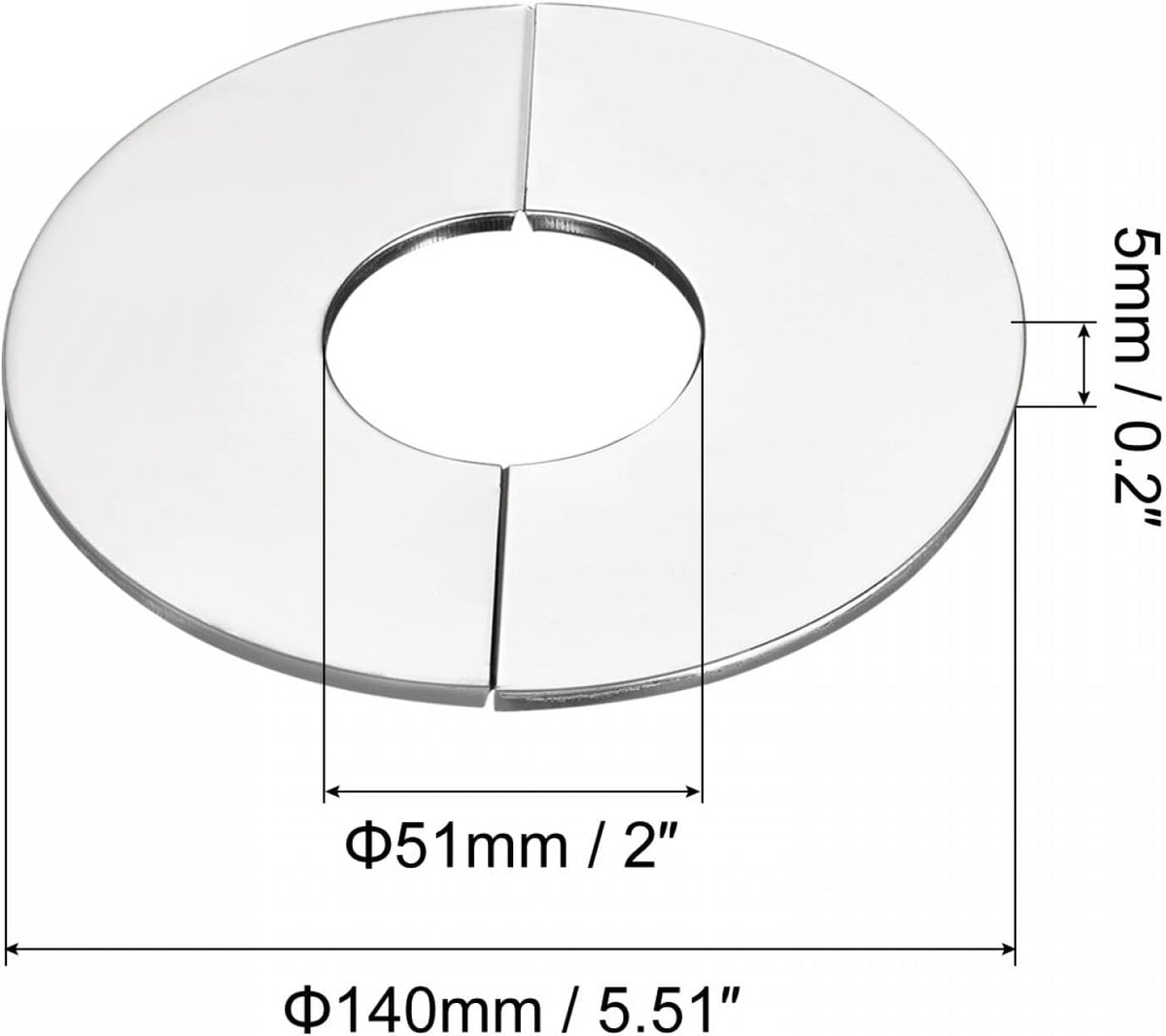 Væg Split Flange, 201 Stål Rundsikde Plate for 61mm Diameter Rør