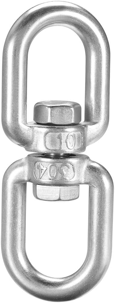 M10 Swivel Eye Double Ended Round Rotating Hoist Ring, 25/64 in Stainless Shackle Connector Bolts Eye to Eye 1 Pcs