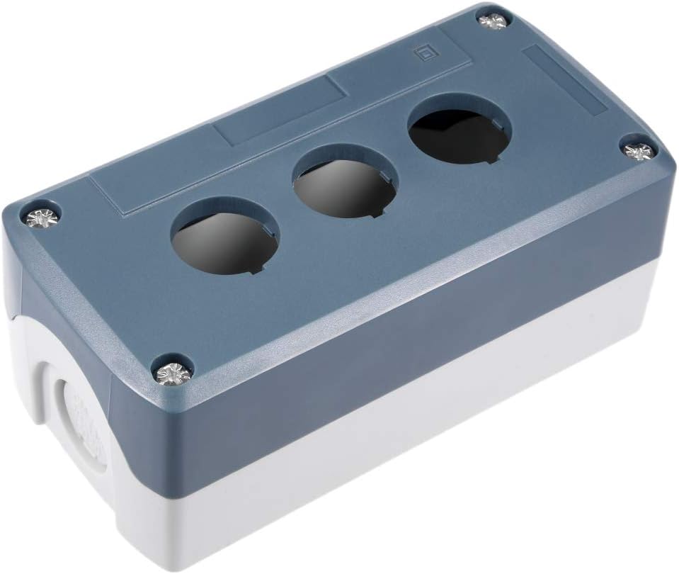 Push Button Switch Command Station Box 22mm 3 Button Hole Waterproof Gray and White