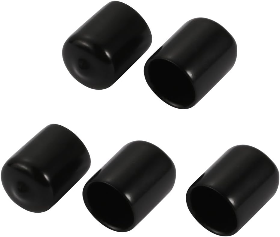 5Pcs 15mm Inner Dia PVC Flexible Vinyl End Cap Screw Protector Cover Black