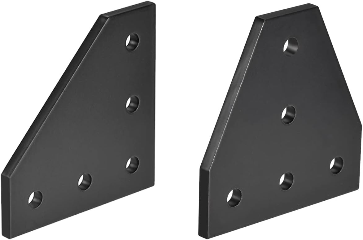 2 Pcs 2.36" x 2.36" T Shape and 4 Pcs 2.36" x 2.36" L Shape Outside Joining Plate with 5-Hole Joint Bracket for 2020 Aluminum Profile(Black)