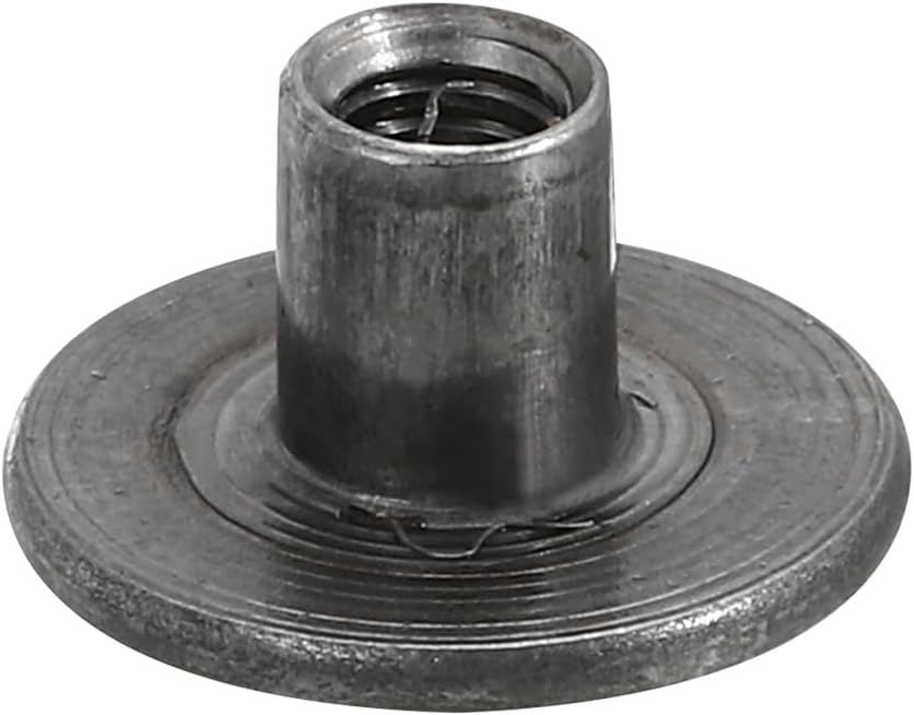 M4 T-Nuts, 12pcs Carbon Steel Tee Nut Round Base Weld Nuts 8mm Height Through Hole Flange Insert Female Thread Plate Nuts, Dark Gray