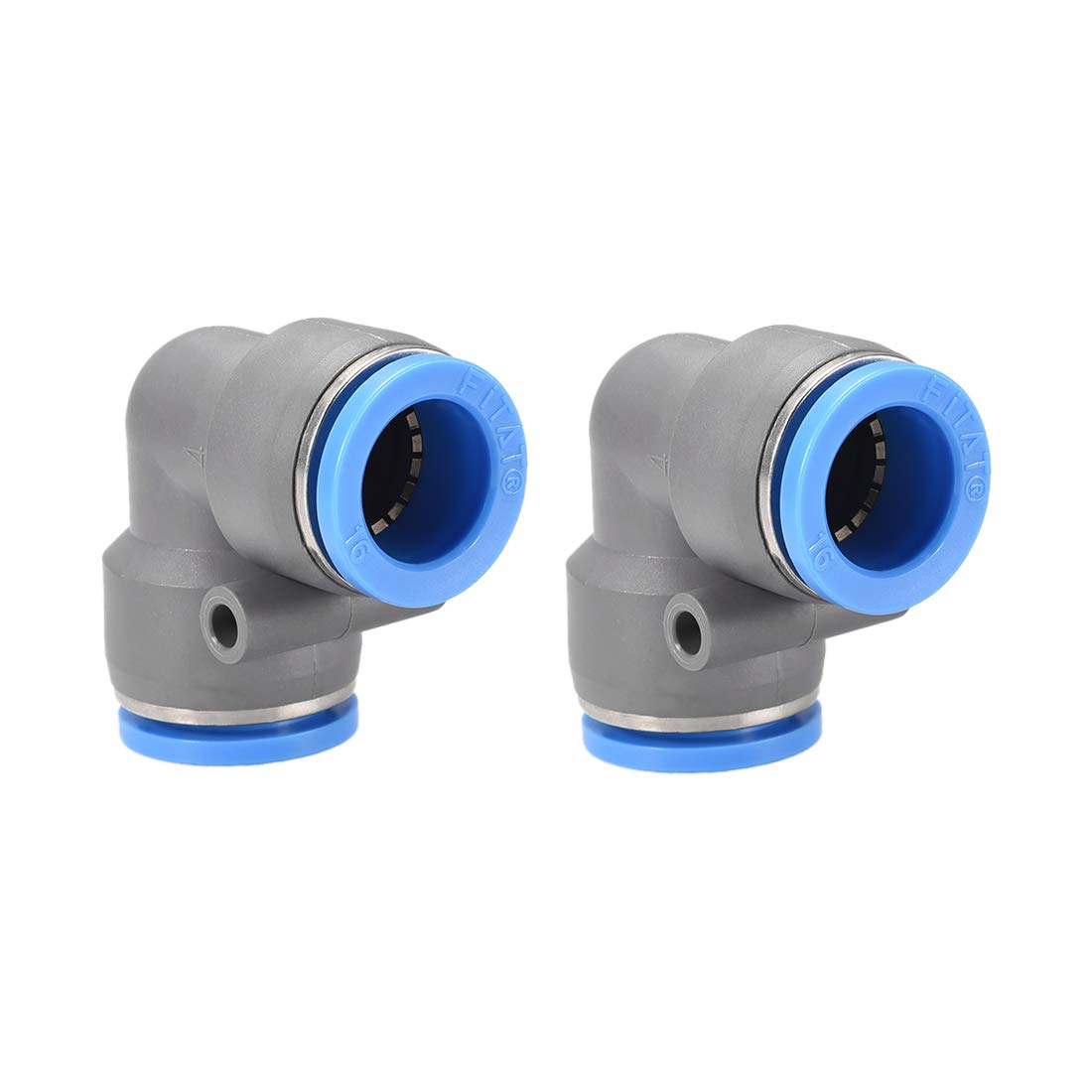 Elbow Push to Connect Air Fittings 16mm Tube OD Pneumatic Quick Release Connectors Grey 2Pcs