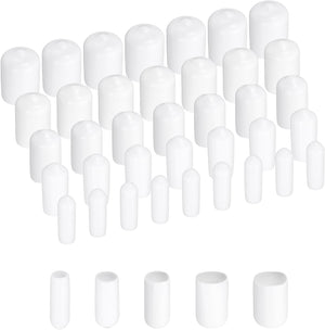 100pcs Round Rubber End Caps Protective Caps 5mm 10mm 15mm 20mm 25mm White Screw Thread Protectors