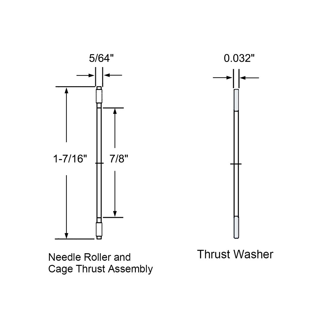 LinkMejor NTA1423 Thrust Needle Roller Bearings with Washers 7/8" Bore 1-7/16" OD 5/64" Width