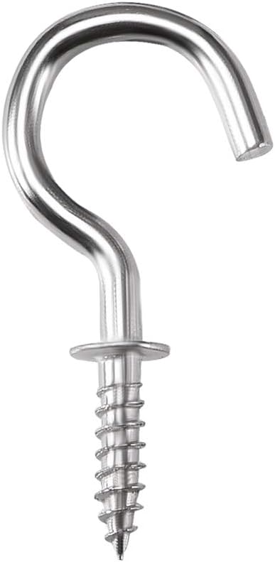 0.8" Screw Eye Hooks Self Tapping Screws Screw-in Hanger Eye-Shape Ring Hooks with Plate Silver 60pcs