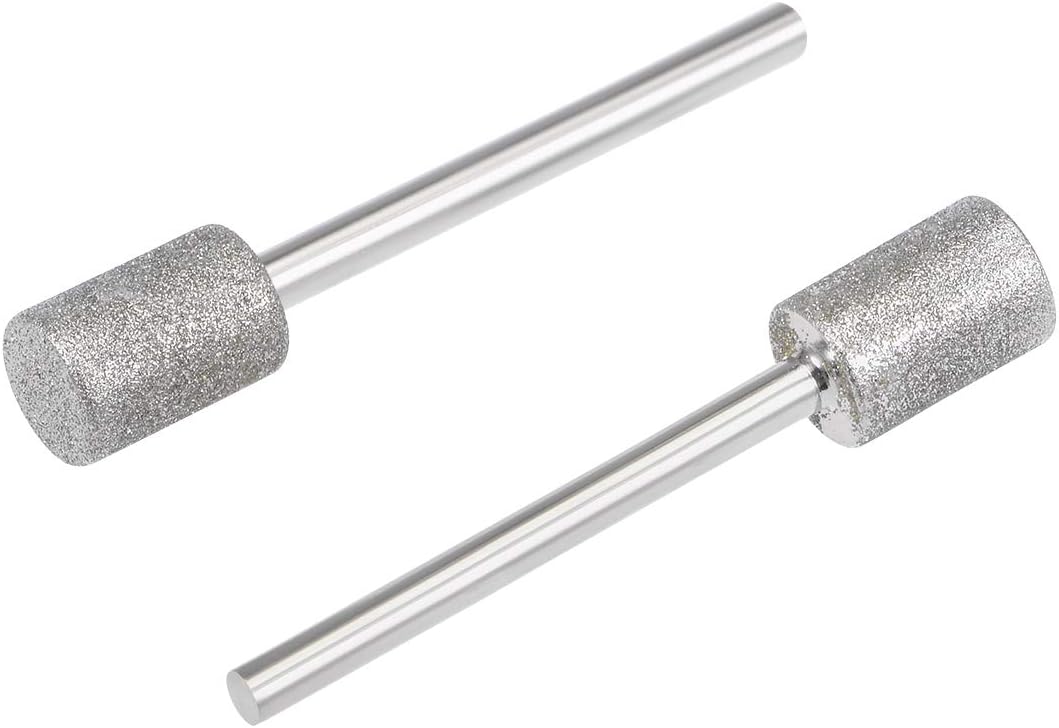 Diamond Mounted Points 8mm Cylinder Head 1/8 Inch Shank Grinding Rotary Tools Pack of 2