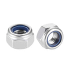 Hex Lock Nuts - M16 x 2mm Stainless Steel Nylon Insert Self-Locking Nuts for Fasteners, 2Pcs Silver Tone
