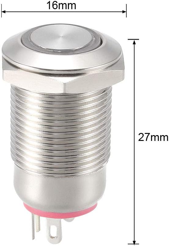 Buton de push metal cu fixare 12mm 1NO 3-6V LED verde