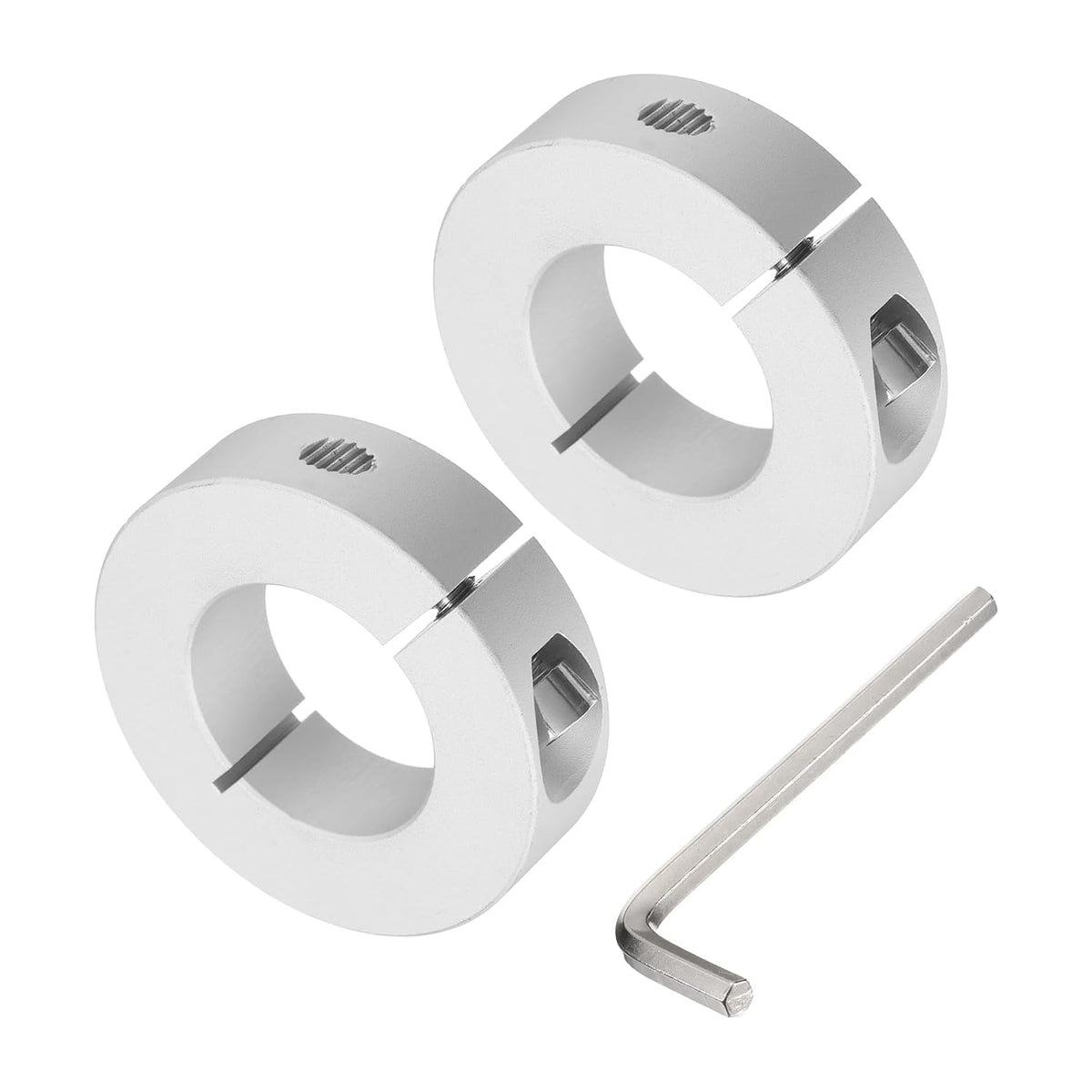 Single Split Shaft Collar Set for 30mm Shaft, One-Piece 2pcs Clamping Collars 55mm OD, 15mm Thickness, Aluminum Alloy Clamp-On Collar with M6 Set Screws and a Wrench