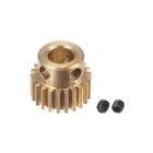 Pinion Gear Set, Brass Motor Rack Straight Spur Gear with Step, 0.5 Mod 22T 5mm Bore 12mm Outer Dia, M3 Set Screws Included