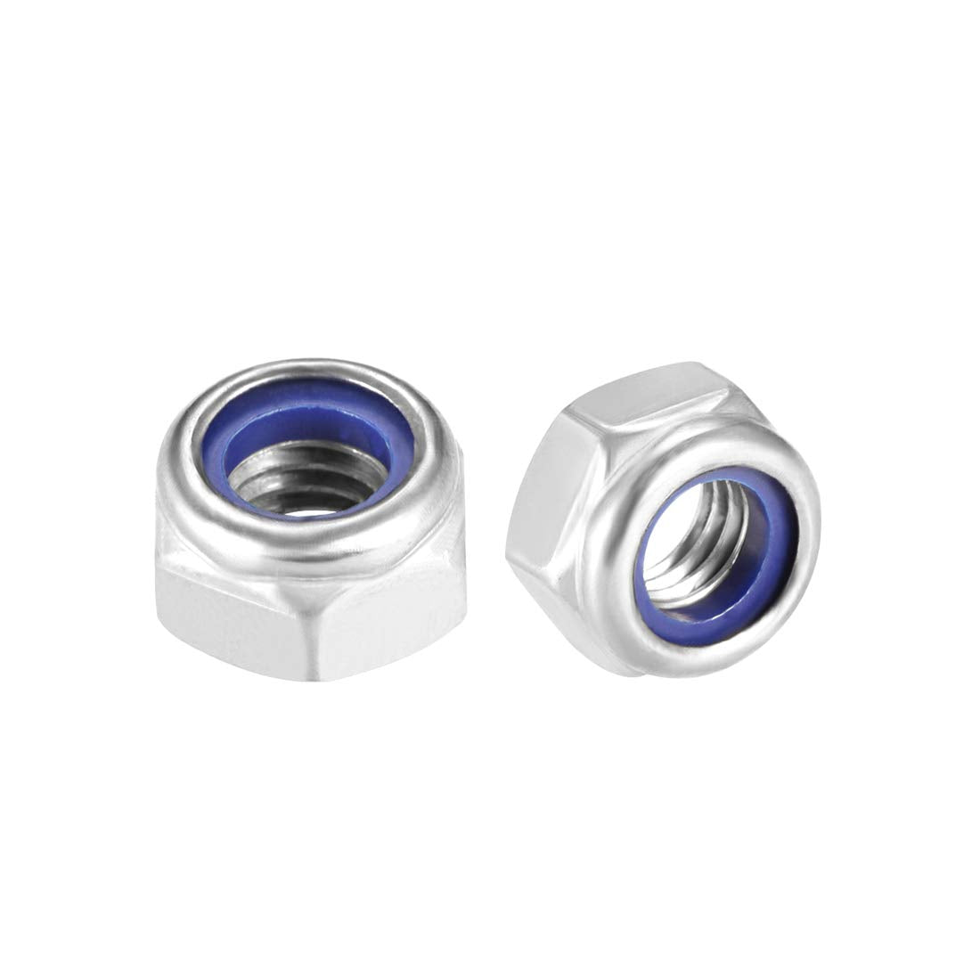 Hex Lock Nuts - M8 x 1.25mm 316 Stainless Steel Nylon Insert Self-Locking Nuts for Fasteners, 10Pcs Silver Tone