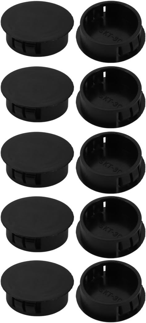 10pcs 30mm Dia Black Plastic Tubing Plug Door and Window Locking Hole Plugs