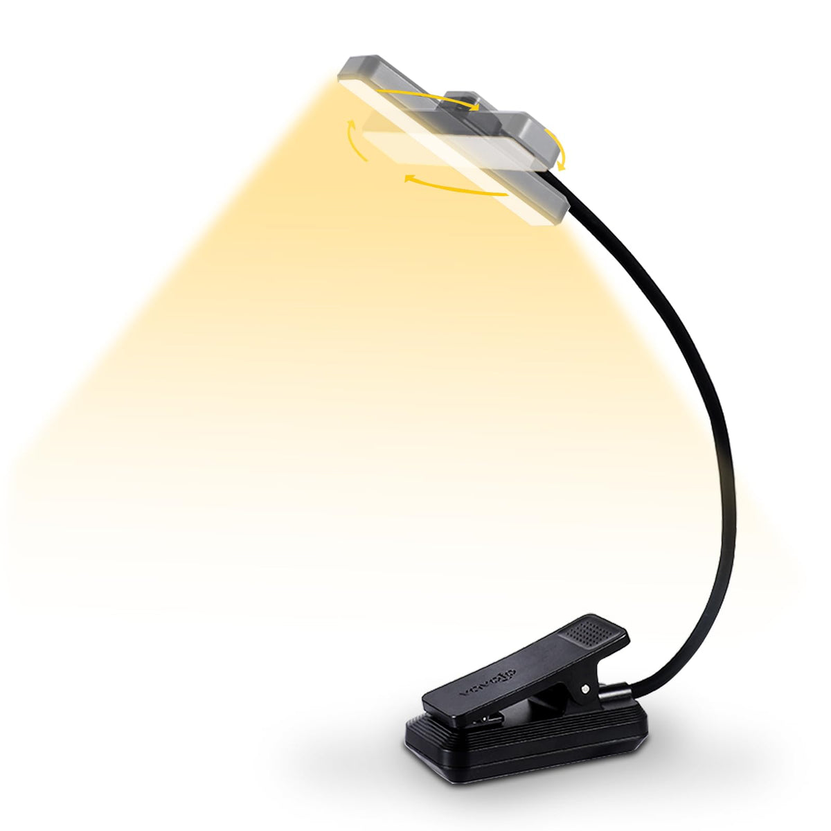 LinkMejor 24 LED-y obracalne światło do książek, ładowana lampka do czytania, czarna