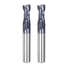 2pcs 10mm Dia 10mm Shank Square Nose End Mill 2 Flutes HRC45 Carbide AlTiN Coated CNC Router Bits Cutter Tools for End Milling CNC Machining