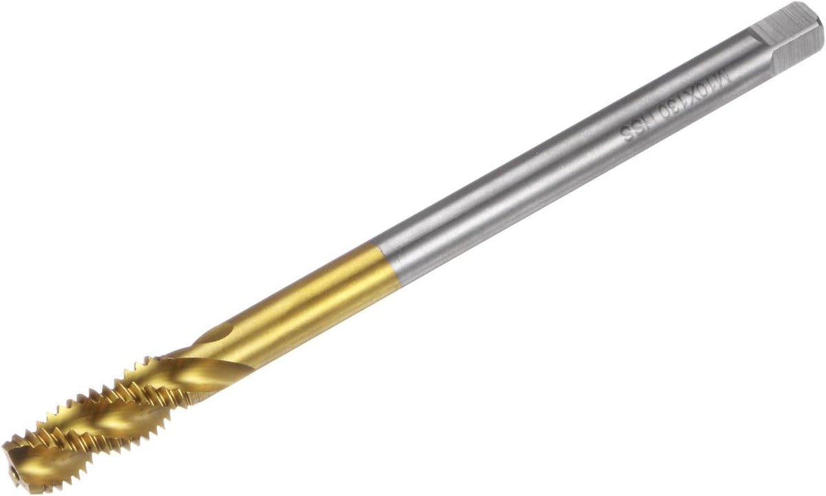 Metric Spiral Flute Taps, M10 x 1.5 H2 Thread 130mm Extra Long Screw Threading Tap, Titanium Coated Machine Tapping Tools for Machinist Repair