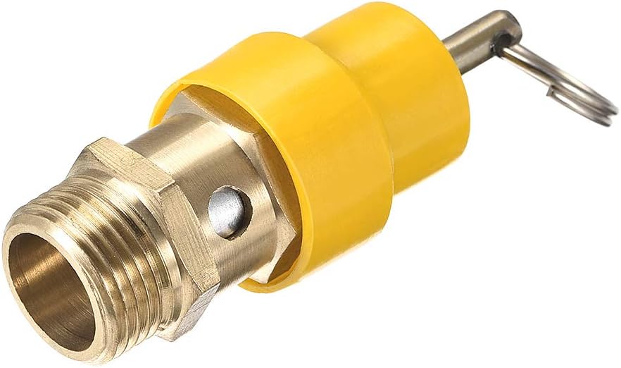 Safety Valve Air Compressor Pressure Relief Valve, G3/8 Male, 115PSI Set Pressure, Yellow Hat, 1Pack
