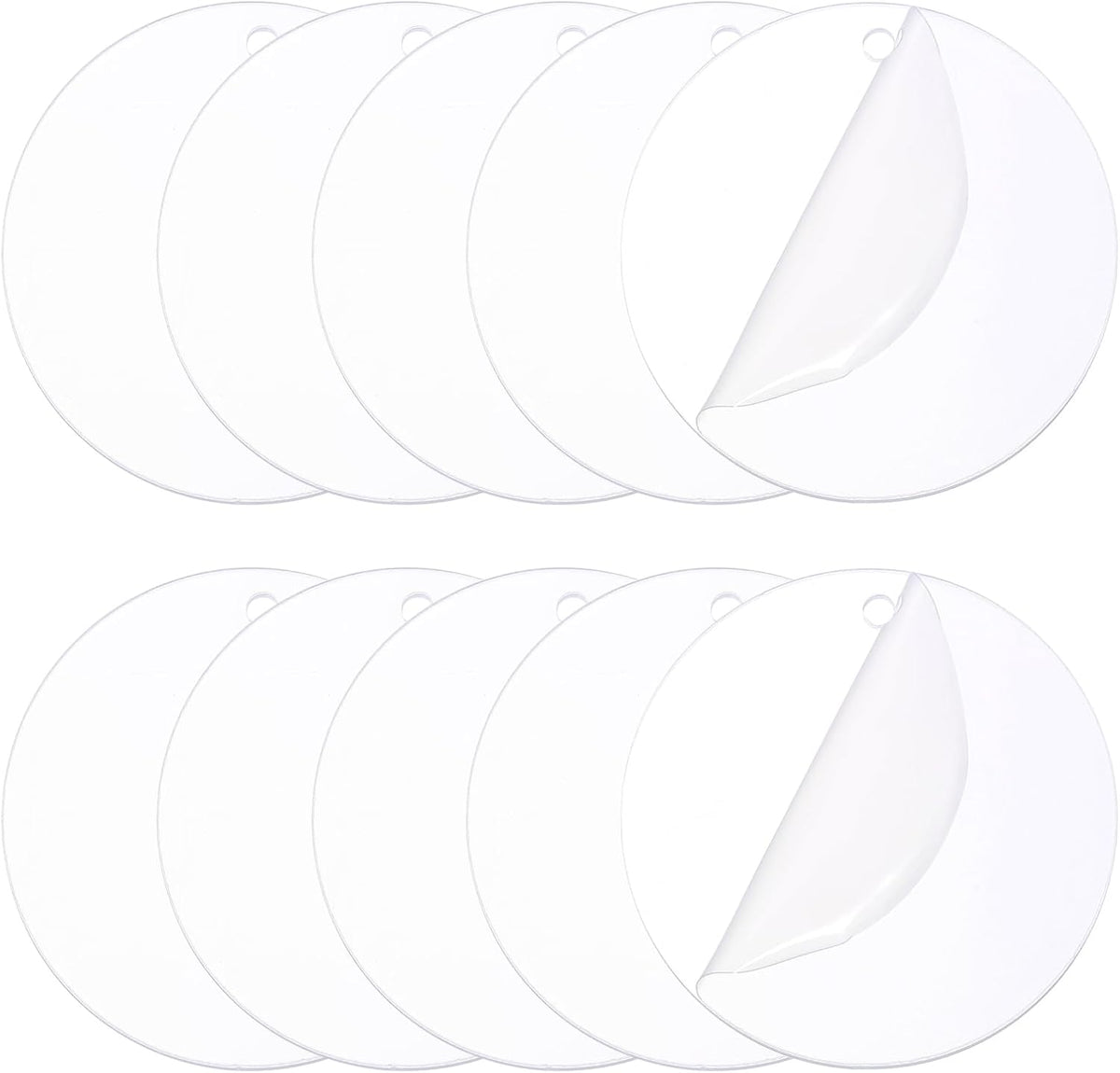 LinkMejor Acrylic Ornament Blanks, Round Keychain Blanks with Holes Acrylic Discs Panel for Christmas Halloween DIY Projects Art Crafts