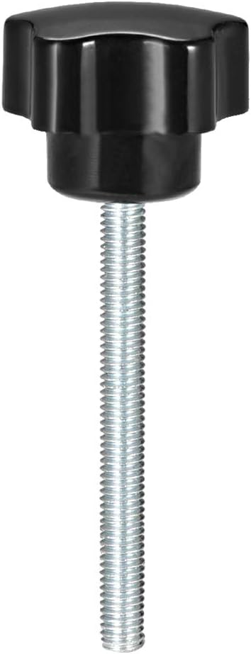 Star Knob Grip M6 x 50mm Male Thread Steel Zinc Stud Black PP