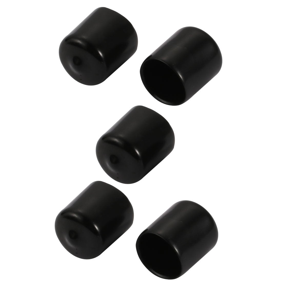 5Pcs 16mm Inner Dia PVC Flexible Vinyl End Cap Screw Thread Protector Cover Black