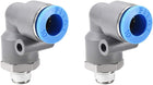 Elbow Push to Connect Air Fittings 10mm Tube OD X 1/8PT Male Thread Pneumatic Quick Release Connectors Grey 2Pcs
