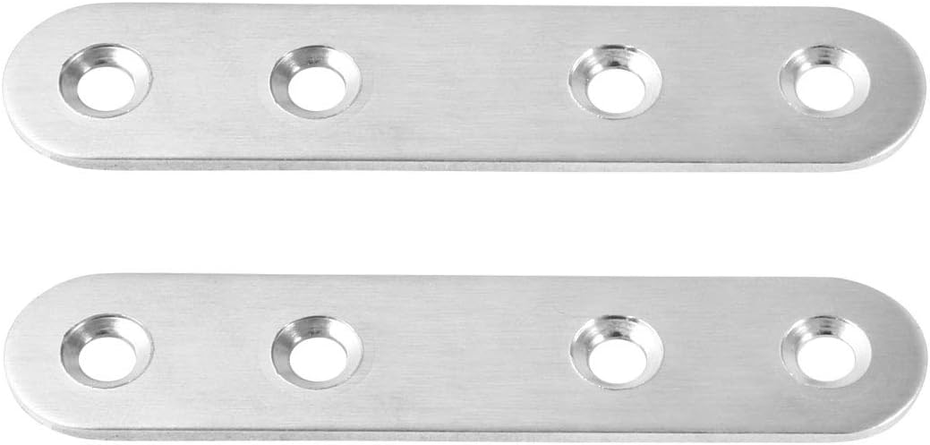 2pcs Straight Bracket Stainless Steel 80mm Flat Brace Fastener Brackets Corner Protector Support w Screws for Furniture