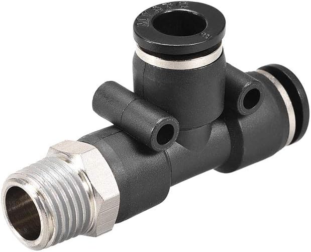 Plastic Tee Push To Connect Tube Fittings 8mm Od x 1/4NPT Male Thread Pneumatic Hose Fittings