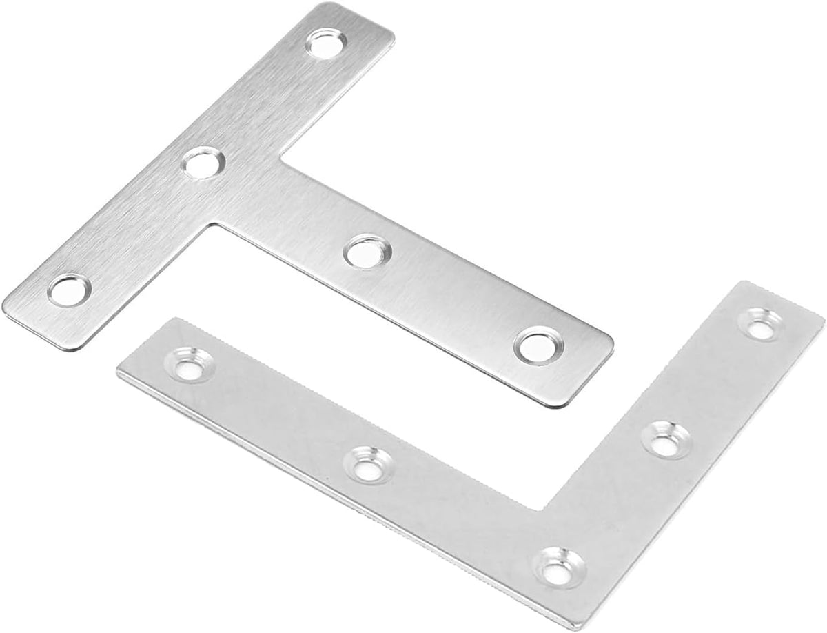 Mending Repairing Plate, 80mmx80mm Corner Bracket for Joint Fastener, 10Pcs L Shape Brace, 30Pcs T Shape Brace