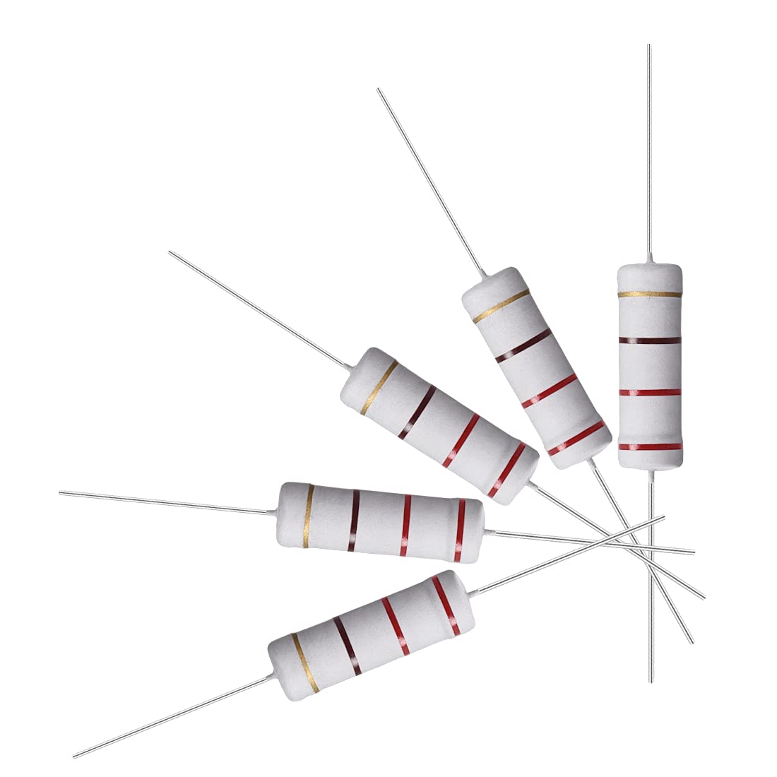 10Pcs 220 Ohm Resistor, 5W 5% Tolerance Metal Oxide Film Resistors, Axial Lead, Flame Proof for DIY Electronic Projects and Experiments