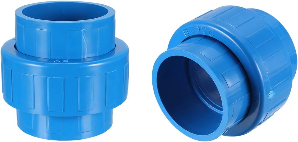 50mm X 50mm PVC Pipe Fitting Union Solvent Socket Quick Connector Blue 2pcs
