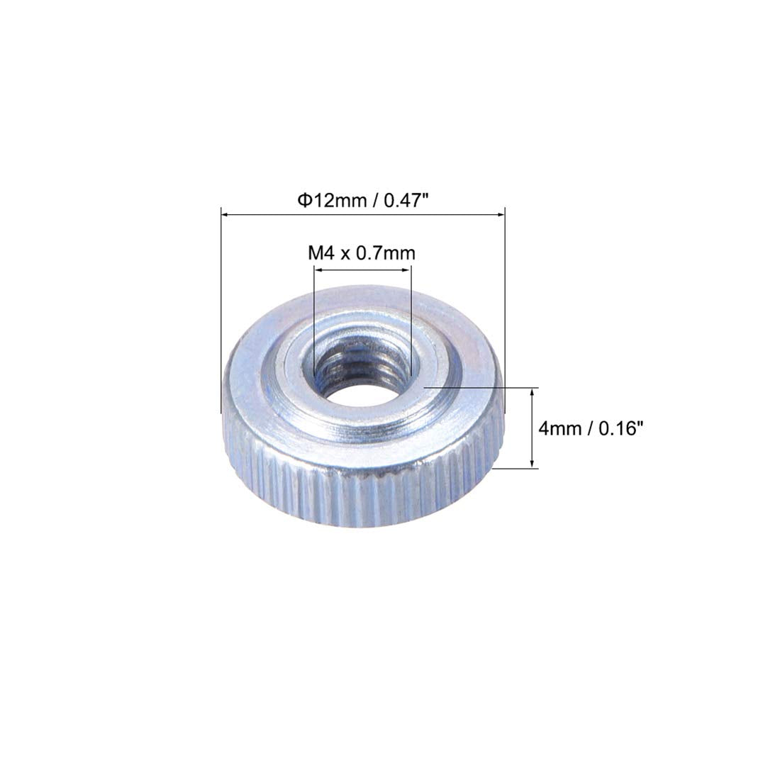 Round Knurled Thumb Nuts Conector Lock Adjusting Nuts, M5 Female Threaded Thin Type, Blue Zinc Plating, Pack of 10