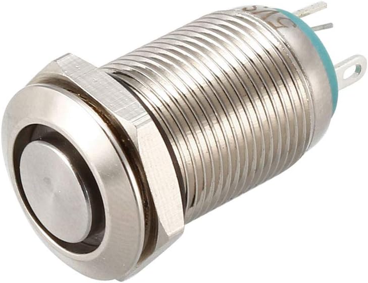 Latching Metal Push Button Switch 12mm Mounting Dia 1NO 5V Blue LED Light High Flat