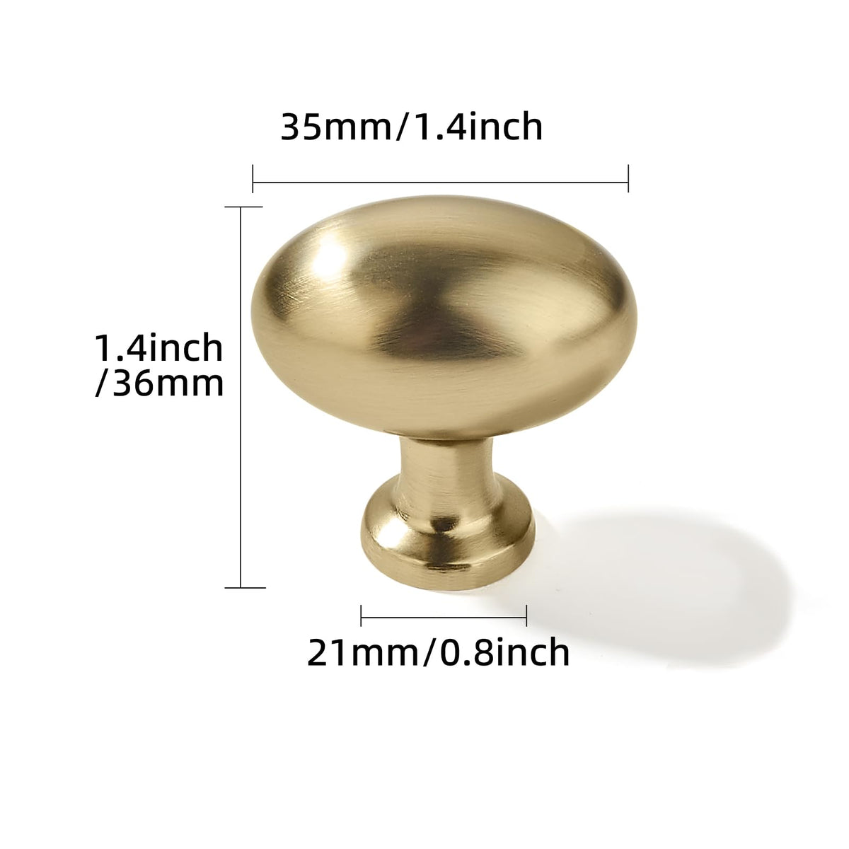 LinkMejor 5 Knob Champagne Bronze Cabinet Knobs Solid Heavy Duty Champagne Brass Bifold Closet Door Oval Knobs Cabinet Hardware for Cabinets Egg Knob Cupboard Drawe