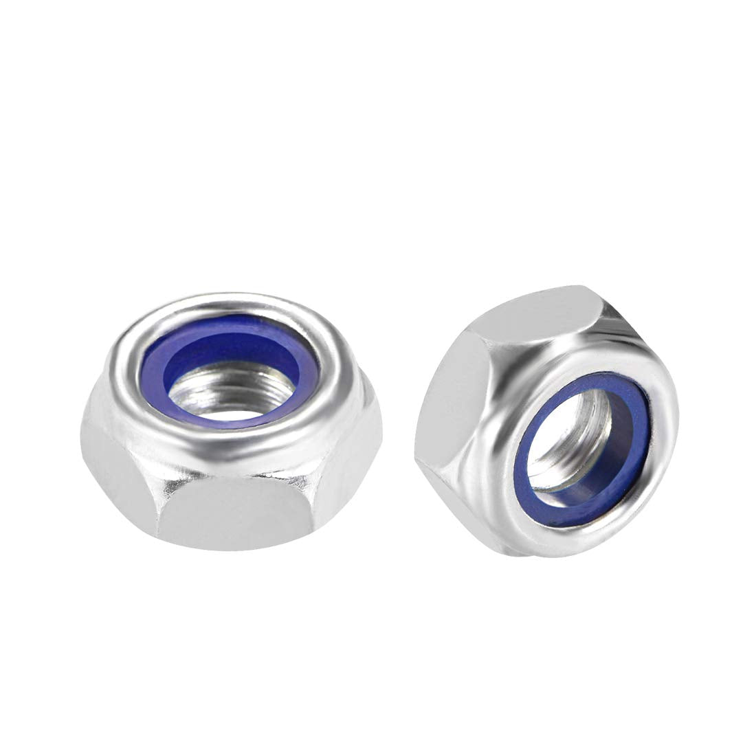 M10 x 1.5mm Nylon Insert Hex Lock Nuts, Carbon Steel White Zinc Plated, Pack of 10