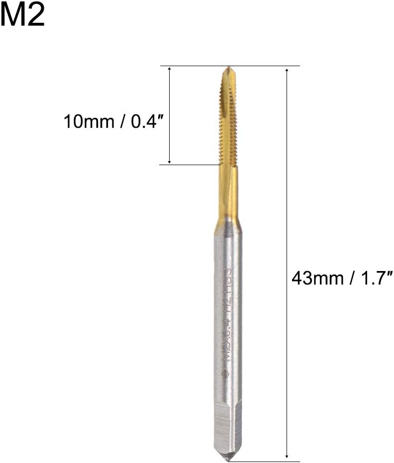 Spiral Point Plug Fræsetap M5 x 0.8 Tråd, Jævn Tråd H2 3 Fløje, Højhastighedsskovl HSS 6542, Titanium belagt, Metrisk Skruetråd Fræsetand til Trådreparation, 2stk