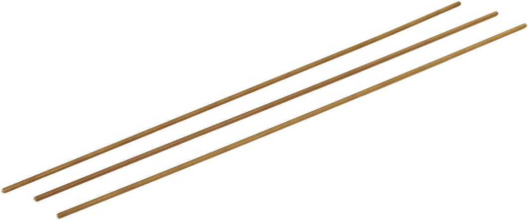 M2.5 x 250mm Male Threaded 0.45mm Pitch All Thread Brass Rod Bars Hardware 3 Pcs