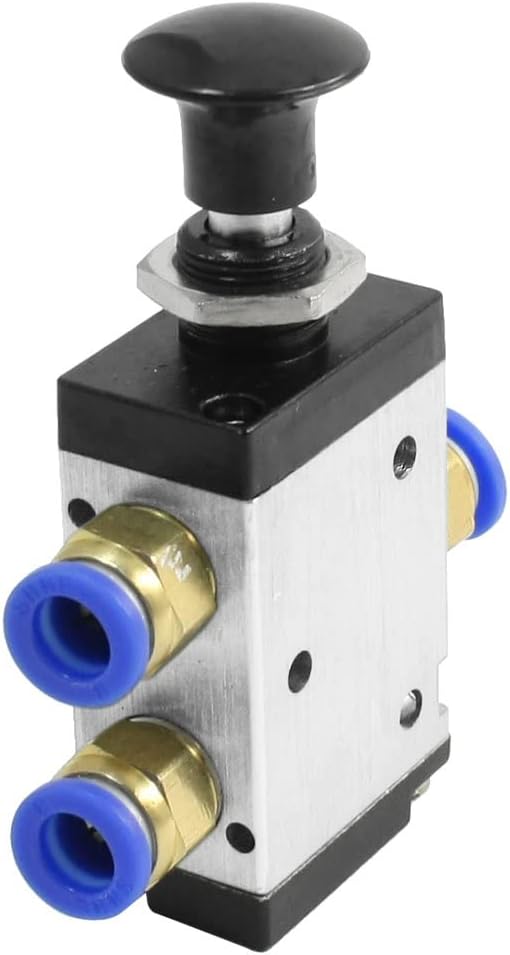 Pneumatic Solenoid Valve, 1 Position 2 Way 8mm Connector Alloy Air Hand Lever Operated Manual Control Push-pull Direct Acting Type