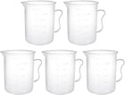 Measuring Cup 250ml PP Plastic Graduated Beaker Clear with Handle for Lab Kitchen Liquids 5pcs