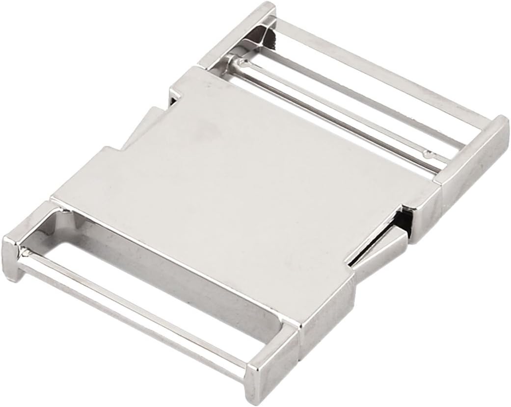 LinkMejor Metal Flat Bag Backpack Side Quick Release Buckle 1.5" Inside Width Silver Tone