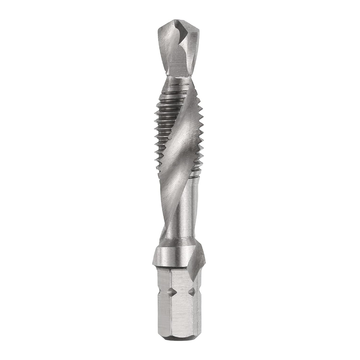 Combination Drill and Tap Bits, Metric M8 x 1.25 Thread 1/4" Hex Shank 4341 High Speed Steel Threading Screw Taps Machine Drilling Tapping Tool Kit