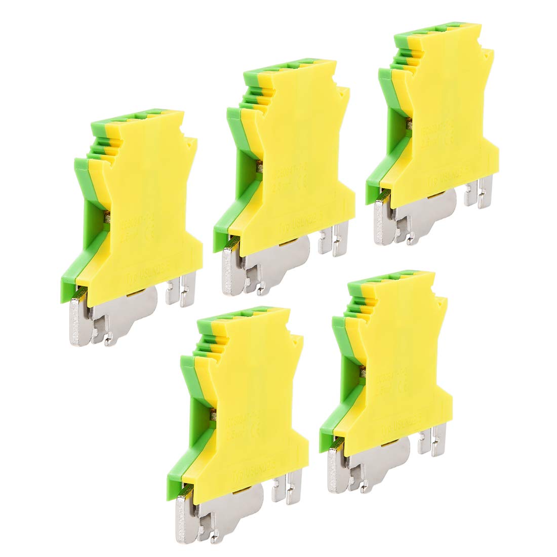 USLKG2.5 DIN Rail Mounted Ground Circuit Connection Terminal Block 800V 34A for 24-12 AWG, 5pcs