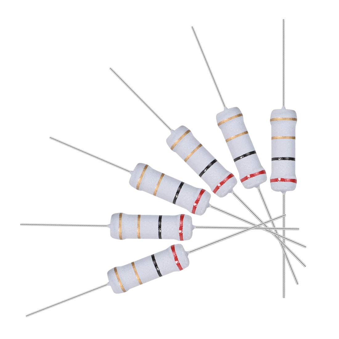 30Pcs 2 Ohm Resistor, 2W 5% Tolerance Metal Oxide Film Resistors, Axial Lead, Flame Proof for DIY Electronic Projects and Experiments